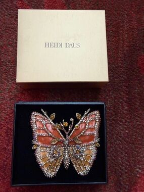 Heidi Daus Pink and Gold Crystal Butterfly Pin